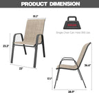 Patio Chairs Set of 8, Stackable Outdoor Dining Chairs for All Weather Textilene Fabric & Metal Frame, Outdoor Chairs Set for Backyard Deck Garden (Brown, Set of 8)