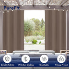PureFit Outdoor Curtains for Patio Waterproof Weatherproof, UV Resistant Outside Curtains for Gazebo, Front Porch, Pergola, Sun Blocking Privacy Curtain, 52W x 108L inch, 1 Panel, Camel
