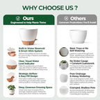 T4U 12 Inch Self Watering Pot - Water Level Indicator & Deep Reservoir, Mess-Free Planter for Busy People, Beginners & Gardeners, Fits Rubber Tree/Fiddle Leaf Fig Plants, Indoor Outdoor Use (White)