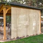 SpaceDresser Waterproof Outdoor Sheer Curtains for Patio - 2 Panels Rod Pocket Indoor Voile Sheer Curtain for Living Room,100W x 108L inch, Beige