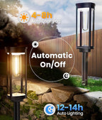 Solar Pathway Lights Outdoor Solar Lights Outdoor, IP65 Waterproof Auto On/Off Solar Garden Lights Solar Powered Landscape Lighting for Yard Walkway Driveway Pathway (Warm White, 2pack)