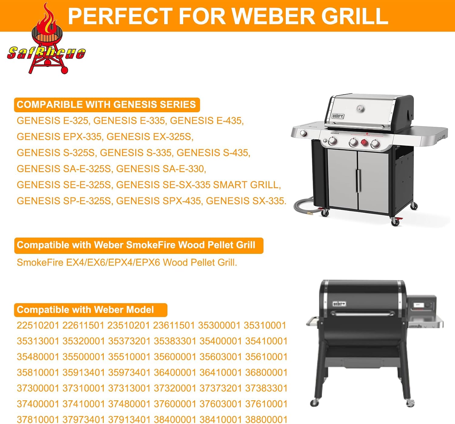 7671 Crafted Glazed Baking Stone for Weber Genesis - Pizza Stone for Grill | Fits Genesis E/S/EPX/SPX 325/335/435&SmokeFire. 16.25"x16". Cordierite stone,glazed non-stick. Heat-safe.Crispy pizza crusts.