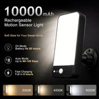 Rechargeable Motion Sensor Outdoor Wall Light, 10000mAh 1 Pack | 3 Modes 3 CCT Dimmable with Remote, IP65 Waterproof Security Lamp for Porch, Patio, Garage, Garden & Yard
