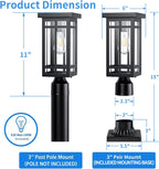 14'' Outdoor Solar Post Light, Dusk to Dawn Solar Lamp Post, Black, 1 Pack | Lamp Posts Light Fixture, Waterproof Outdoor Pole Lights for Yard Garage Porch Patio (Included Mounting Base)