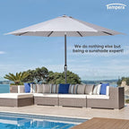 Tempera Patio Market Outdoor Table Umbrella with Auto Tilt and Crank, Large Sun Umbrella with Sturdy Pole & Fade Resistant Canopy, Easy to Set