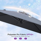 PURPLE LEAF 8' X 8' Patio Umbrella for Pool 7' High Offset Outdoor Cantilever Umbrella Swimming Pool Umbrella with 360°Rotation for Poolside Grey