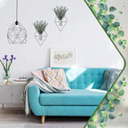 Jexine 4 Pcs Hanging Planters with Artificial Eucalyptus, Chrome Silver Wall Decor Metal Hanging Vase Indoor Plants Holder Modern Geometric Bathroom Decor for Living Room Home Office
