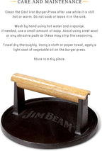 Jim Beam JB0158 Black Cast Iron Burger Press - 7'' Heavy Duty Burger Press with Solid Wood Handle