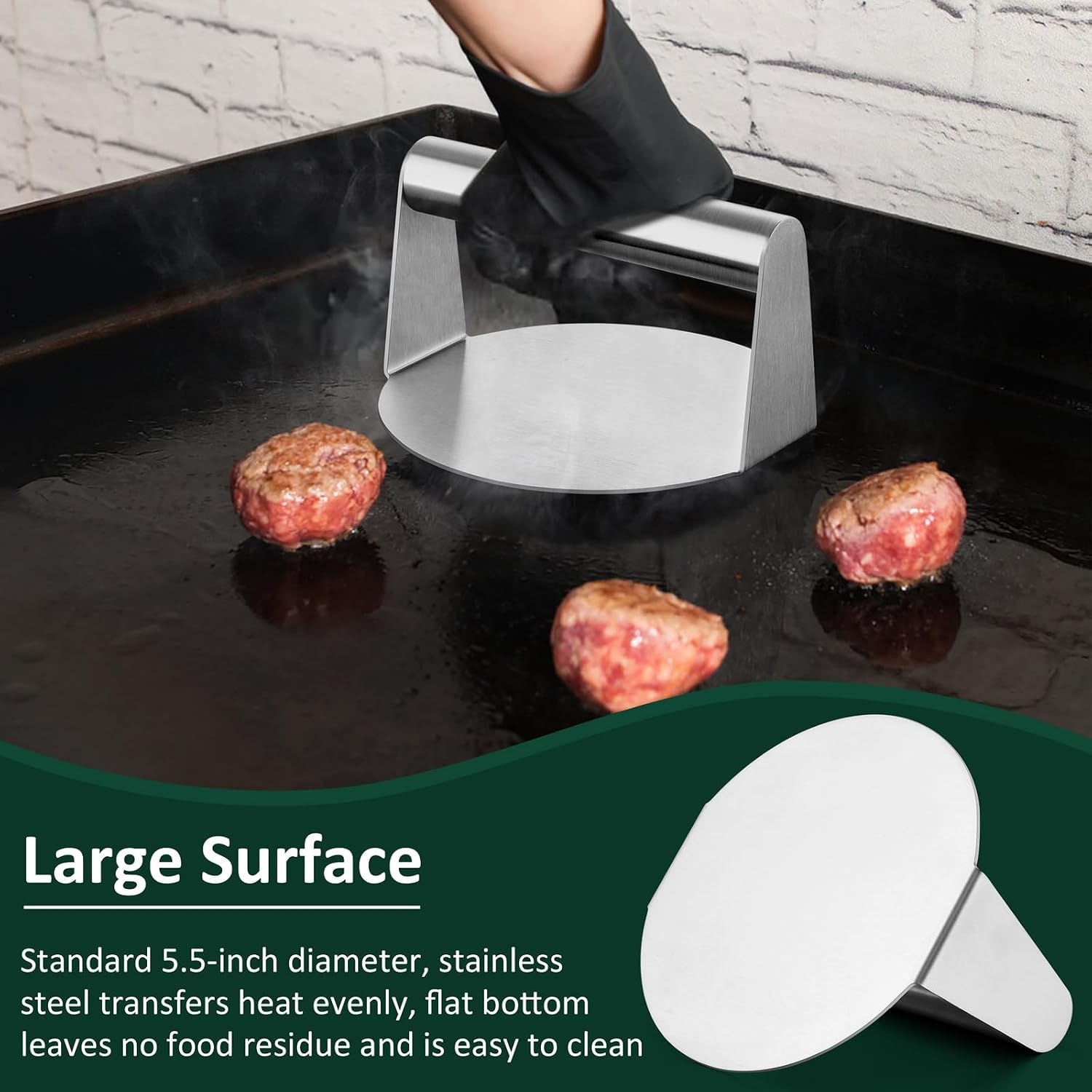 Leonyo 12-9-6.5" Melting Dome Griddle & Stainless Steel Smash Burger Press | For Kitchen, Outdoor & Indoor Flat Top Grill Griddle Tools