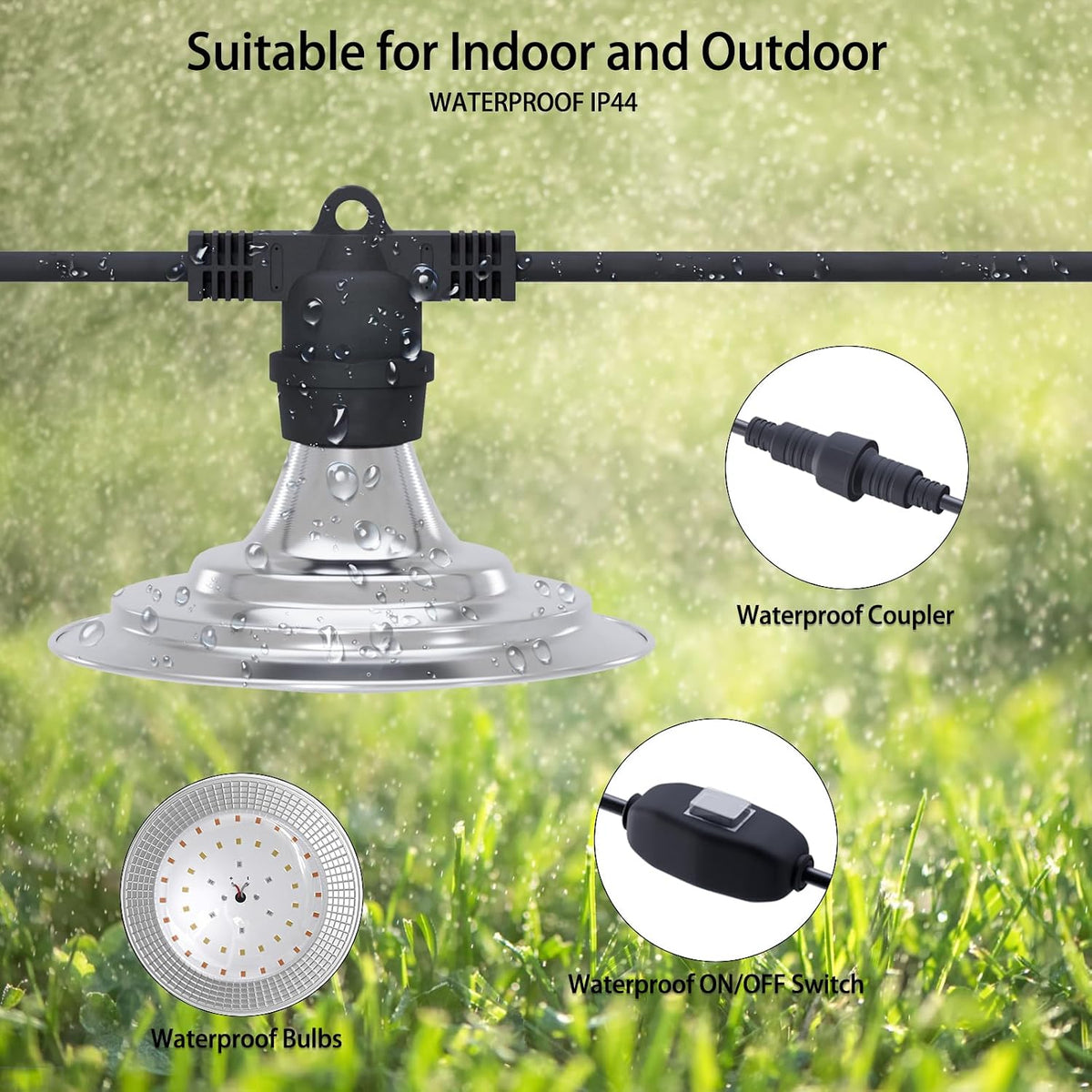 outdoor led grow light, waterproof string plant growing, side view