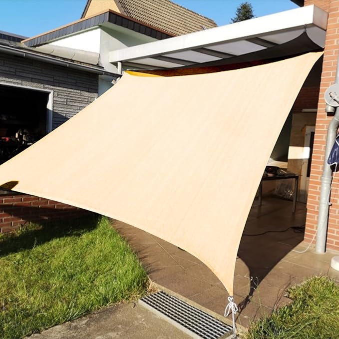 KANAGAWA 10'X10' Cream Custom Size Sun Shade Sail Square UV Block Canopy Cover for Patio Backyard Lawn Garden Outdoor (Customized Available)