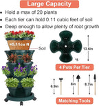 GameXcel Vertical Planter 5 Tier Stackable Planters Garden Planters Strawberry Herb Flower and Vegetable Planter Indoor Outdoor Gardening Pots with Removable Wheels and Tools 2-Pack