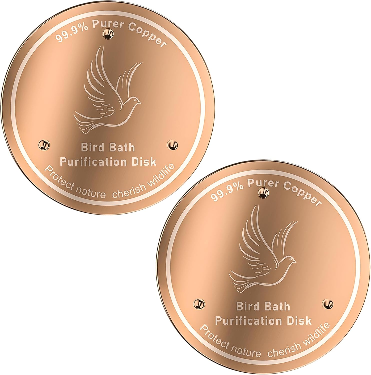 99.99% Pure Copper Cleaning Tray, 0.6mm 2-Piece Birdbath Copper Tray, equipped with a three-point support to ensure physically safe cleaning of water, for year-round use, outdoor birdbaths and bowls