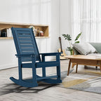 GREENVINES Outdoor Rocking Chairs | Porch Rocker | HDPE Plastic | Blue | Oversized Rockers | High Back | Big & Tall | Ladder Back | for Patio Outside Backyard Balcony Garden