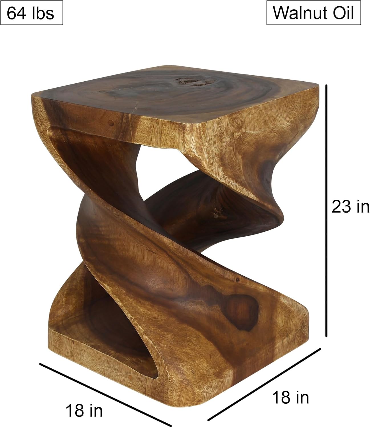 Haussmann® Double Twist End Table 18 x 18 x 23 in H Walnut Oil