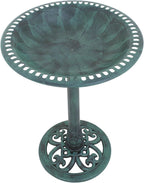 ZenStyle 28in Birdbaths Bowl Outdoor, Pedestal Bird Bath Vintage Outdoor Garden Accent Décor (Green)