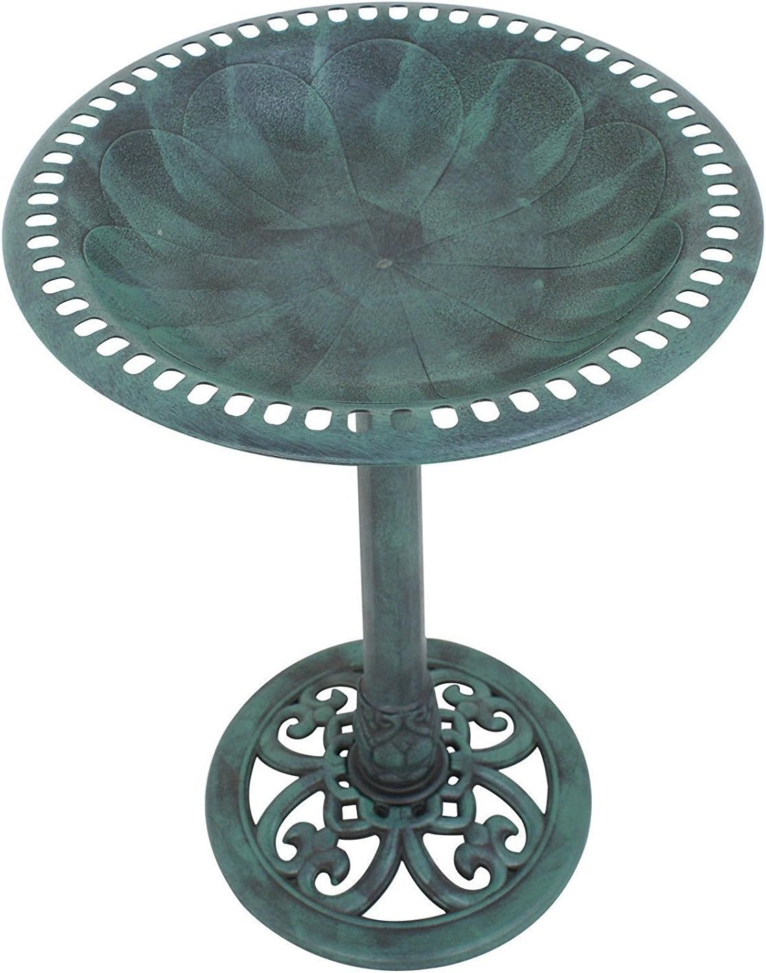 ZenStyle 28in Birdbaths Bowl Outdoor, Pedestal Bird Bath Vintage Outdoor Garden Accent Décor (Green)
