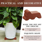 Kigeli 12 Pcs Resin Pot Feet for Outdoor Planters 3 Inch Long 1.5 Inch Tall Flower Handmade Elevator Plant Feet Frost Proof Lifter for 14-20 in Pot(Brown)