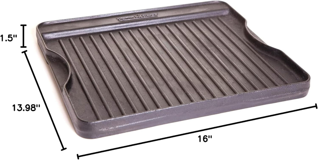 Camp Chef Reversible Pre-Seasoned Cast Iron Griddle, Cooking Surface 14 in. x 16, Black