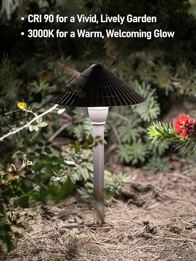 LEONLITE 12-Pack LED Low Voltage Landscape Lights, 3W Cast-Aluminum 12-24V Pathway Light, 5000K Daylight Waterproof Path Lights, ETL Listed Landscape Lighting Wired for Yard Lawn, Bronze