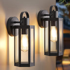 EJIAXIN 2 Pack Exterior Lighting Fixtures, 13" Black Outdoor Wall Light | Clear Glass Shades, Waterproof Metal Construction,Rust-resistant, Easy Installation,Standard E26 Socket, for Patio Garage