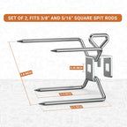 6102 Stainless Steel Rotisserie Meat Forks, For Any Gas/Charcoal Grills | 1-Pair, Fits for 3/8" and 5/16" Square Spit Rods