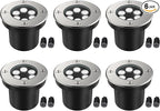 JESLED Landscape Lighting 6W LED Well Lights, 12V 24V Ground Lights 6000K Bright White, IP67 Waterproof Low Voltage Landscape Light Spotlight for Driveway Deck Patio Yard Garden Outdoor (6 Pack)