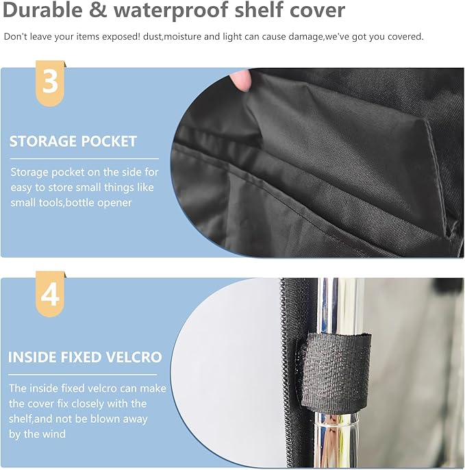 Waterproof Shelf Cover,Outdoor 600D Heavy Duty Dustproof Storage Shelves Cover,48''x18''x72'' Shelf Covers for Wire Shelving with Zippers,Storage Rack Covers with Clear Front