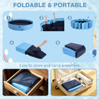 Eooqi Foldable Dog Pool with Sprinkler, Extra Large Thickened Splash Pool | 2-in-1 Outdoor Summer Water Play Toy, Non-Slip Hard-Side Kiddie Pool for Backyard Dogs, Kids & Pets (Blue, 87"-5XL)