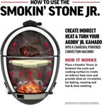 Char-Griller® AKORN Jr Charcoal Grill and Smoker Ceramic Smokin' Stone Accessory for Low-and-Slow Indirect BBQ Smoking Methods in Ivory, 11.75" L x 11.75" W, .75" H, Model 6211