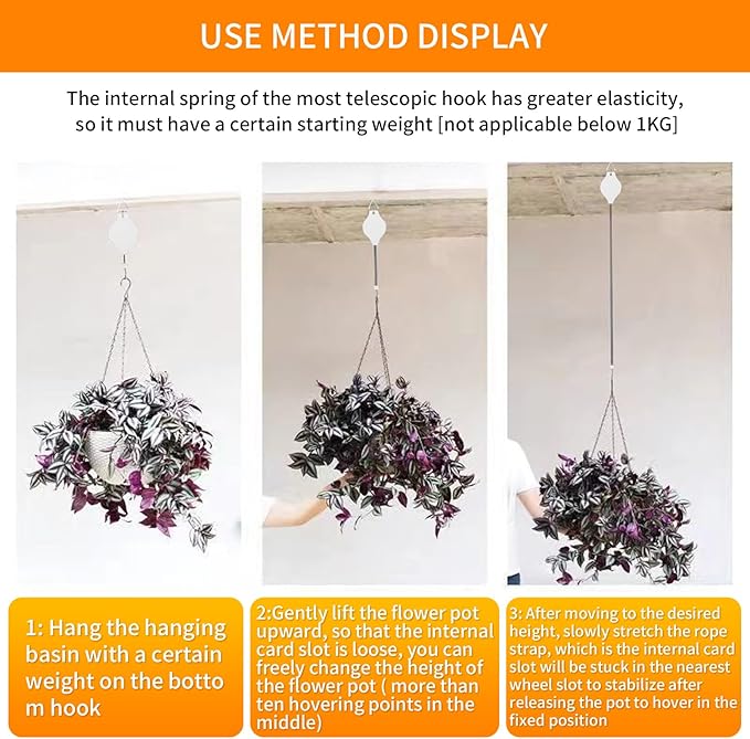 5PCS Adjustable Retractable Plant Pulley Hangers - Versatile Height Hooks for Hanging Baskets, Flower Pots, and Bird Feeders