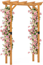 happygrill 7 ft wooden garden arch for climbing shown in use