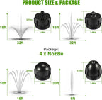 Goldlife Pond Fountain Aerator Nozzle - N3 Nozzle Kit, 4-in-1 Unique Water Flow Modes, Black ABS Water Spray Sprinkler Head, Replacement Fountain Aerator Pump Nozzle for Garden Pond Lake