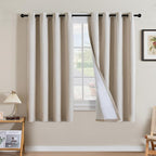 H.VERSAILTEX Linen Curtains 100% Blackout Curtains for Bedroom 54 inch Long Full Light Blocking Nature Linen Blended Window Curtains for Living Room Nickel Grommet (2 Panels, Heathered Natural)