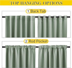 NICETOWN 2 Panels Outdoor Curtains Waterproof Pocket & Back Tab on Top & Bottom, Thermal Insulated Windproof Sun Blocking Outside Privacy Drapes for Patio with Fixed Rope, W84 x L84, Sage Green