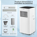 costway portable air conditioner, 9000 btu portable ac on a desk or shelf