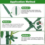 Garden Stakes 40 Pack, 16 Inch Plastic Coated Metal Tomato Stakes, DIY 4ft 5ft 6ft 7ft Plant Support Stakes with 28 Connectors 28 Rotatable Clips 28 Plant Clips for Indoor Outdoor Vegetables