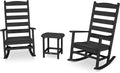 POLYWOOD® Black Outdoor Rocking Chairs Set of 2 - Composite Rocking Chairs for Front Porch, Patio, or Garden