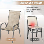 TLSUNNY Patio Chairs, Stackable Textilene Outdoor Dining Furniture for All Weather, with 17.7″ Wide Seat & Metal Frame, for Garden, Backyard, Deck, Restaurant, Poolside (6, Brown, 26.4″)
