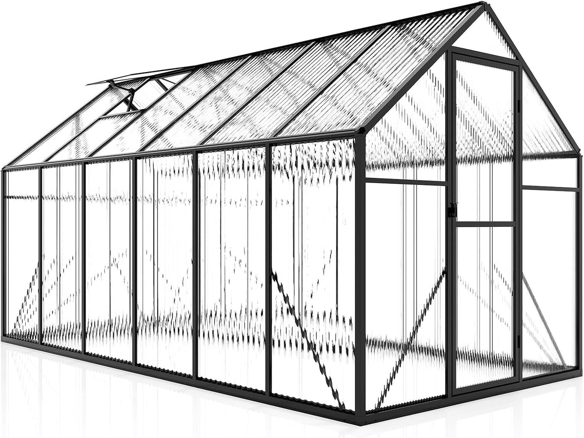 jocisland 6x12x6.3 ft polycarbonate walk-in greenhouse with dual, view 9