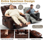Oversized Swivel Rocking Recliner with Heat Massage Nursery Rocker | Overstuffed, Cup Holders, Nursery Glider, Rocking Reclining Lounge Chair, Swivel Heated Massaging Recliner, Faux Leather