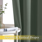 NICETOWN Sage Green Sliding Door Curtains 95 inches Long - Grommet Blackout Room Darkening French Door Sound Reducing Thermal Curtain for Living Room/Bedroom (W100 x L95, 1 Panel)