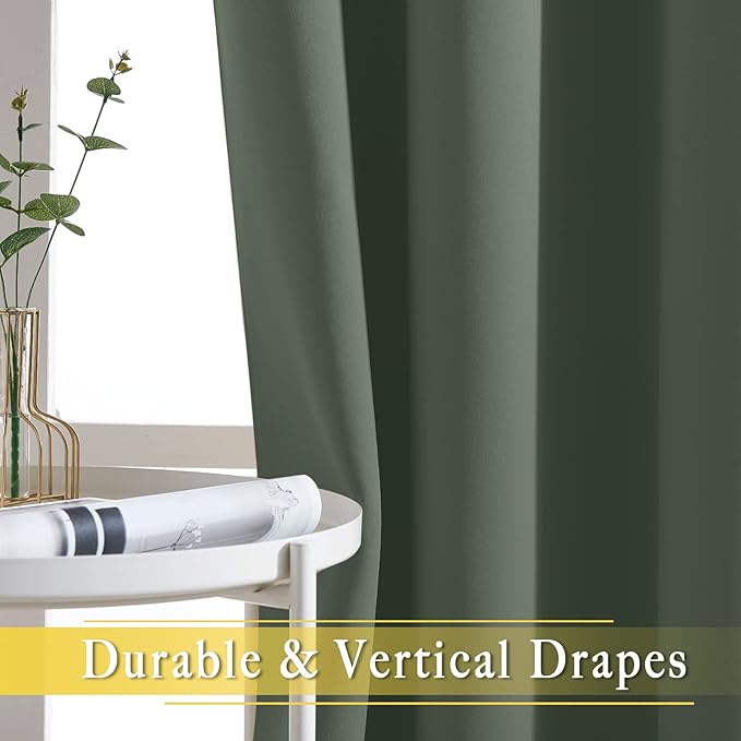 NICETOWN Sage Green Sliding Door Curtains 95 inches Long - Grommet Blackout Room Darkening French Door Sound Reducing Thermal Curtain for Living Room/Bedroom (W100 x L95, 1 Panel)