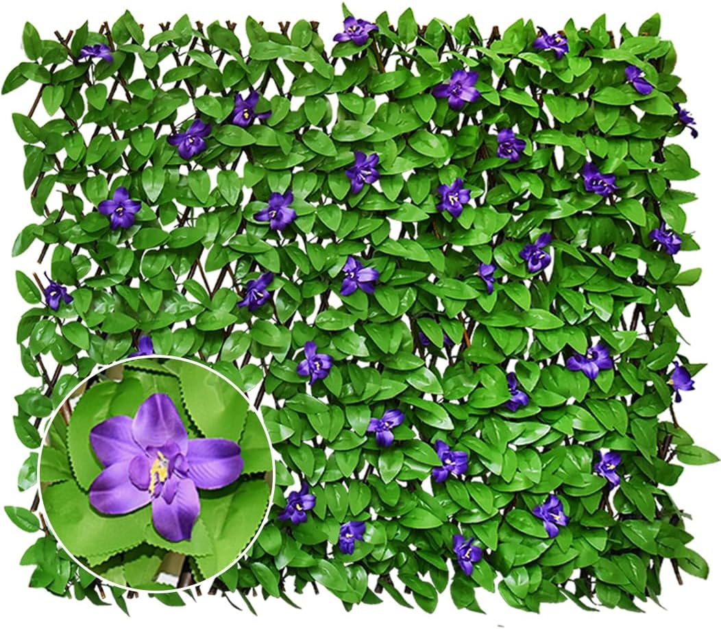 expandable privacy screen with artificial flower for balcony, main product view