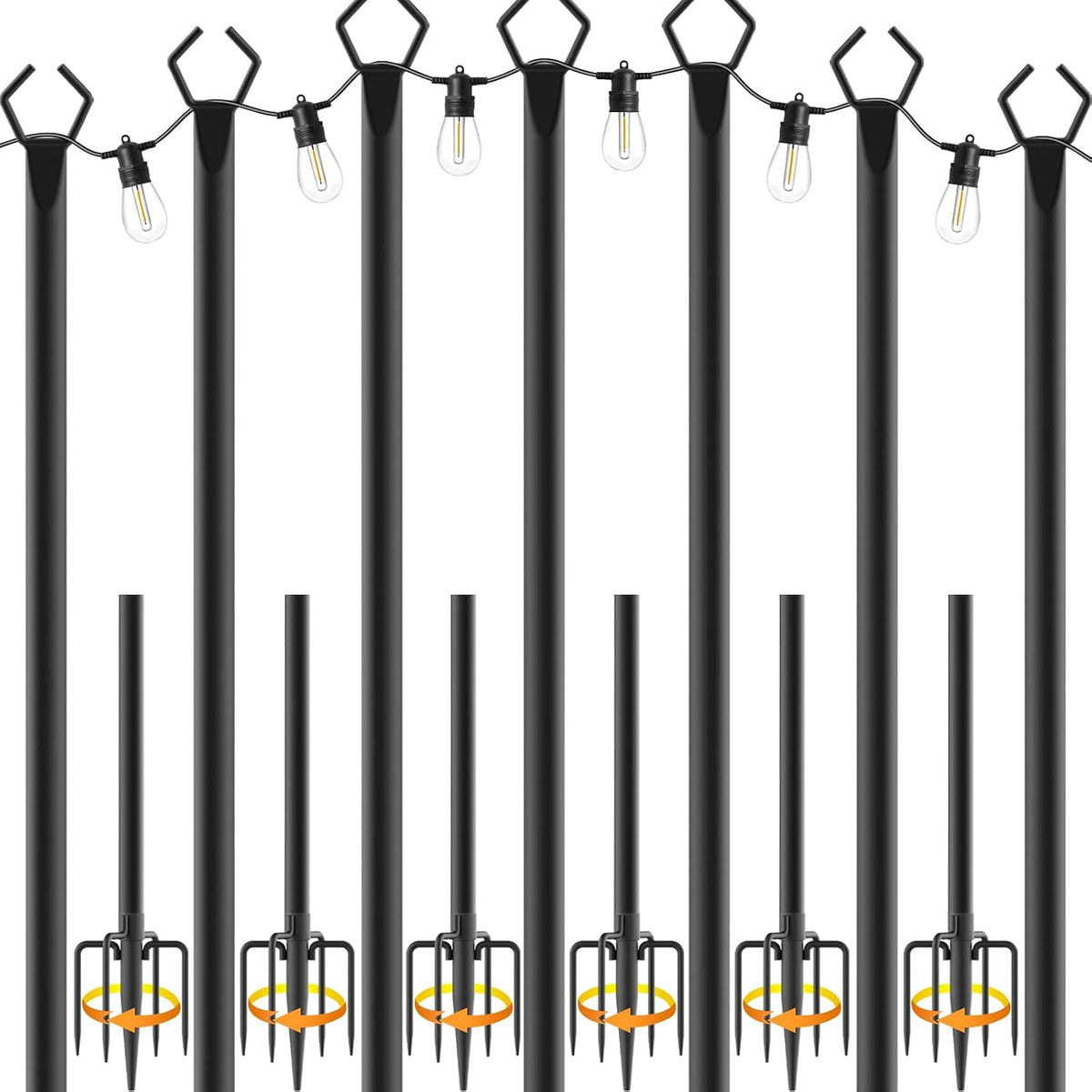 nuerpo 7 pack string light poles,metal poles for, main product view