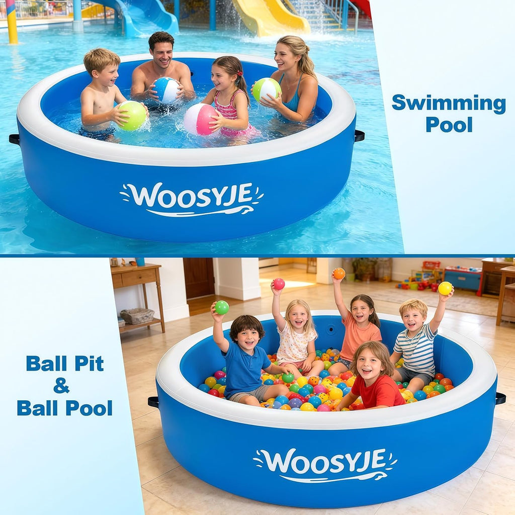 Inflatable Swimming Pool for Adults & Kids, Heavy Duty Drop-Stitch Above Ground Pool, 94.5in Diameter, 227 Gallon Capacity, No Tools Required, Includes Pump
