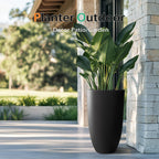 heyzier tall planters for outdoor plants, large concrete, side view