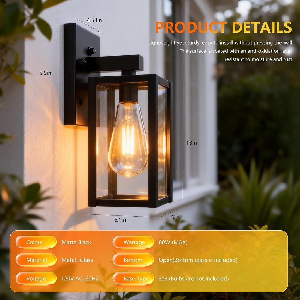 Dawn to Dusk Sensor Outdoor Light Fixture Waterproof Porch Lights Anti-Rust Exterior Wall Lighting Outdoor Wall Lantern for Patio Front Door Garage House
