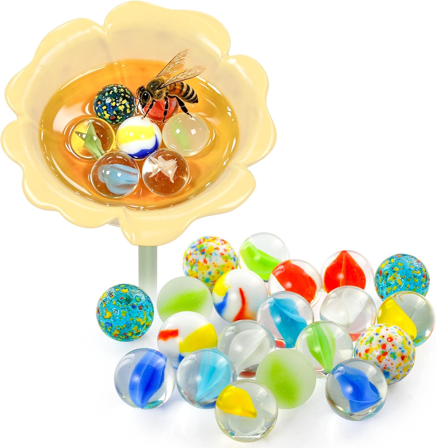 20pcs Bee Watering Station Marbles, Drowning Prevention - Garden Decoration