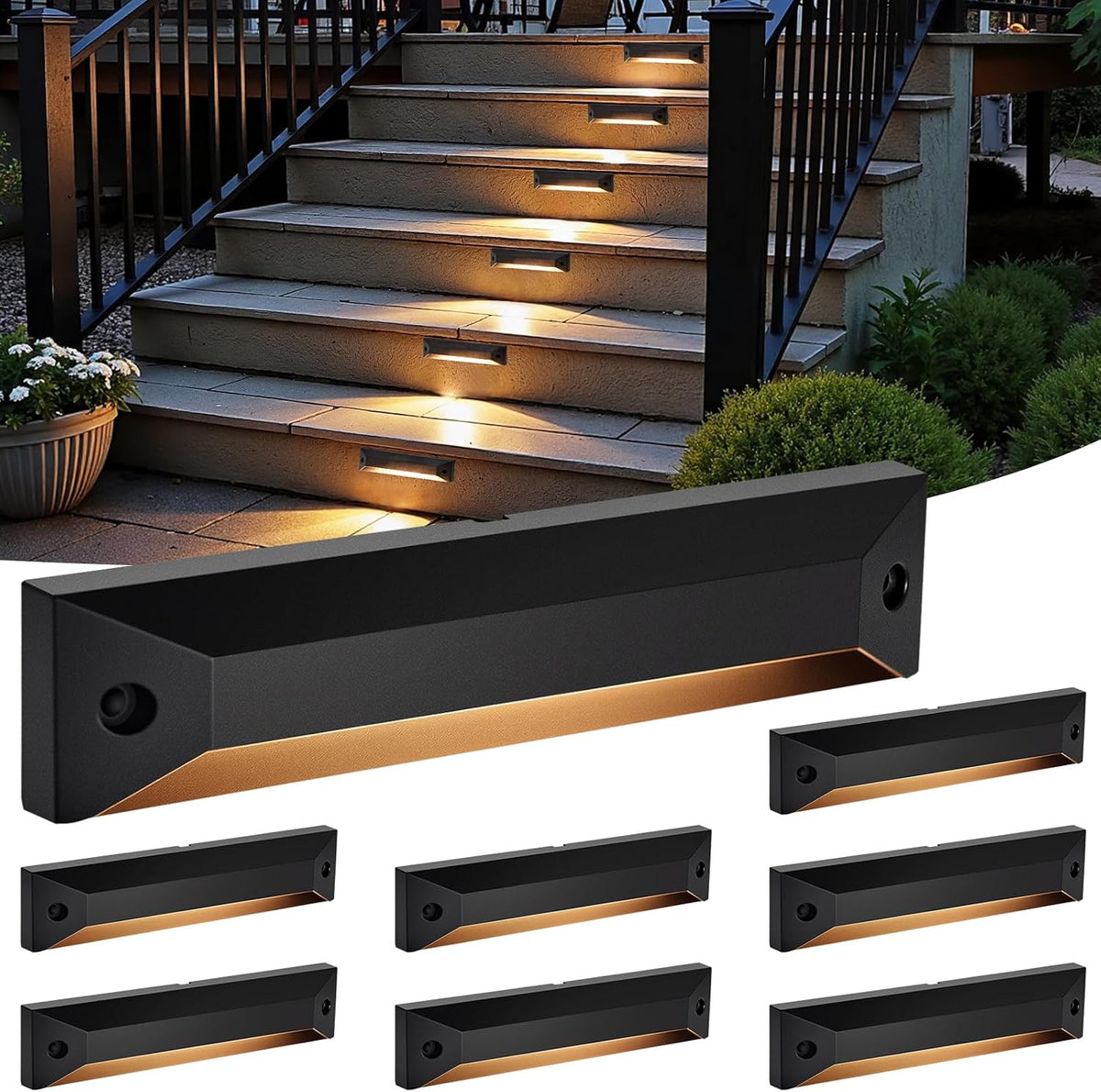 gardencoin 8 inch low voltage led step lights, main product view